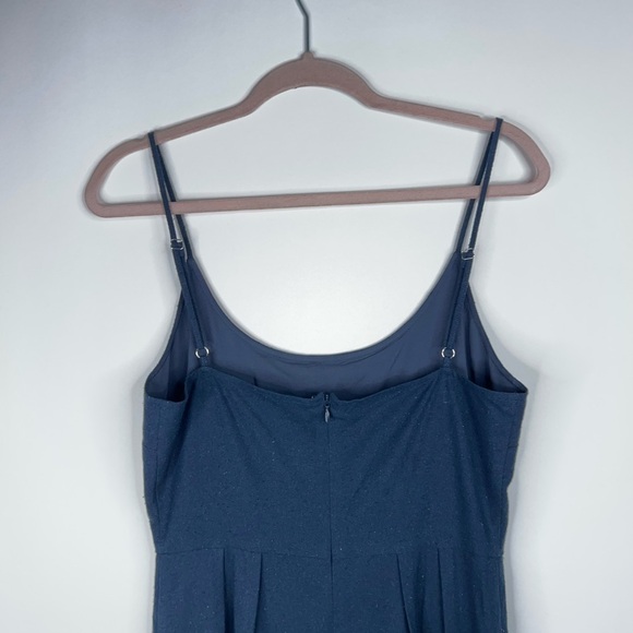 Jenni Kayne Rove Dress Silk Navy Blue Midi Dress Pockets Textured Classic Small - Picture 6 of 12